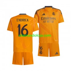 Camisola Real Madrid ENDRICK 16 Criança Equipamento Segundo 2024-2025 Manga Curta